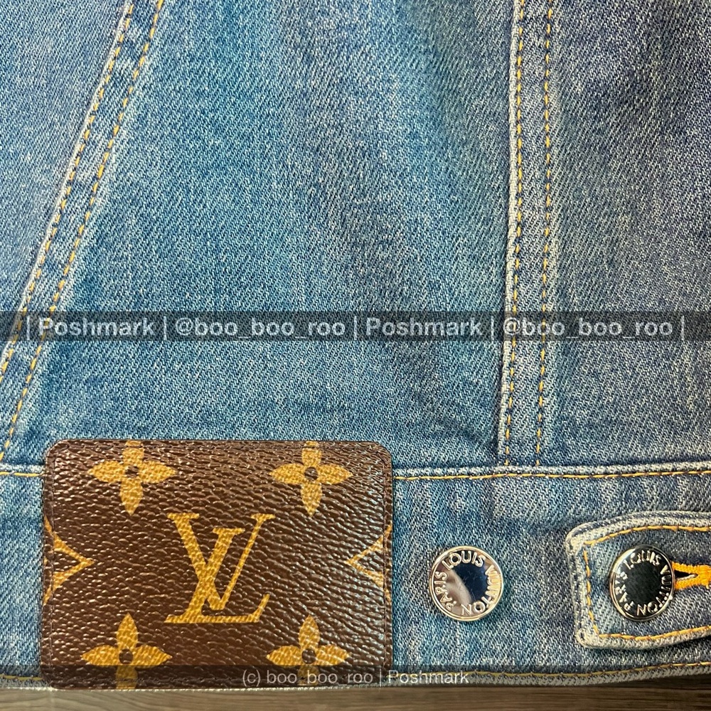 Louis Vuitton Blue Jean Denim Jacket, Silver Hardware, Monogram Patch, Authentic - Picture 5 of 15